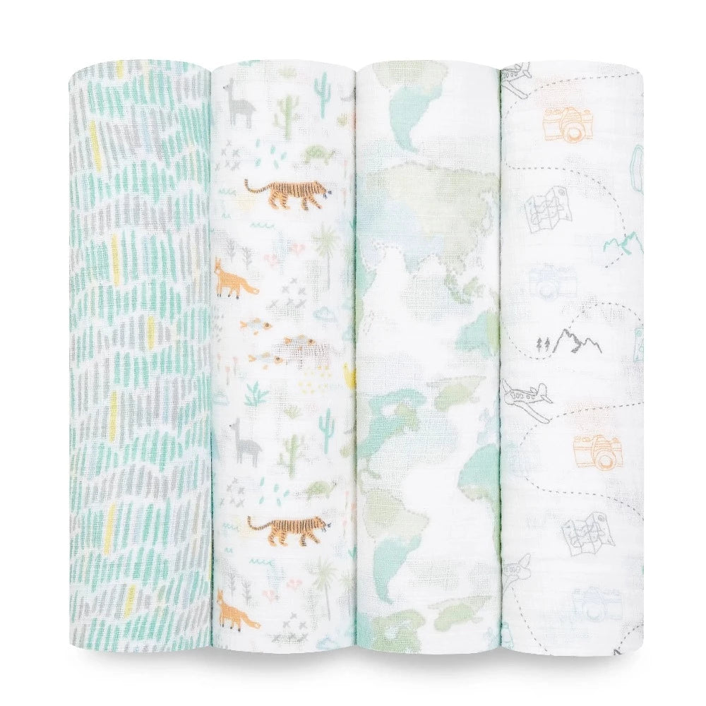 Aden Anais Essentials Cotton Muslin Swaddles 4 pack Little Canadian