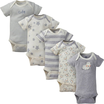 Gerber - 5-Pack Short Sleeve Onesie Sheep / 6-9M Baby & Toddler Clothing