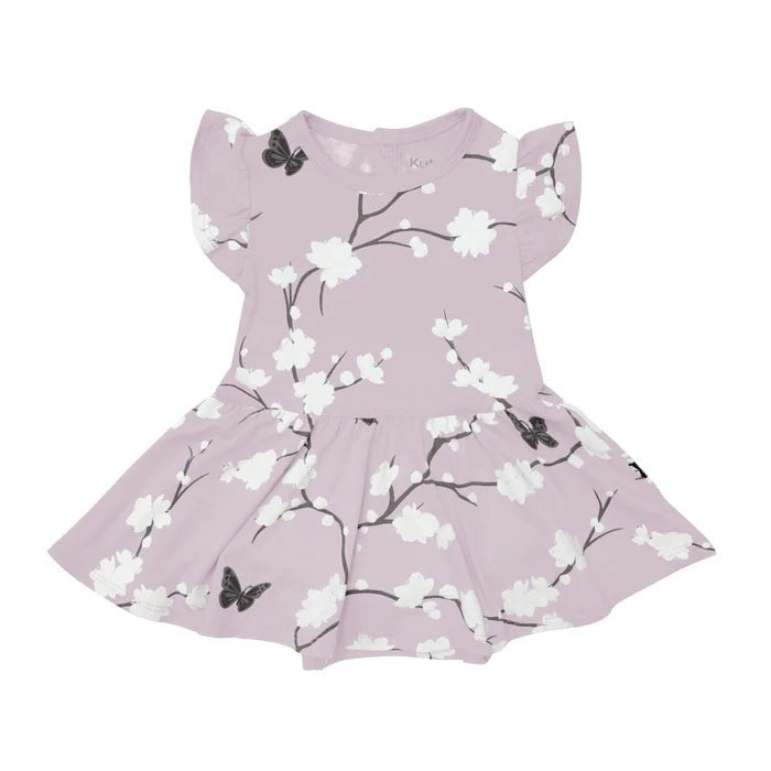 Kyte Baby Printed Twirl Bodysuit Dress Cherry Blossom 6 12m