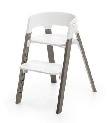Stokke - Steps Chair - OPEN BOX Hazy Grey Legs with White Seat High Chairs