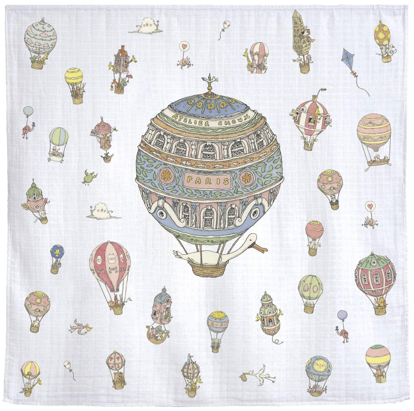 Atelier Choux Baby Hot Air Balloons Swaddle In One Size White