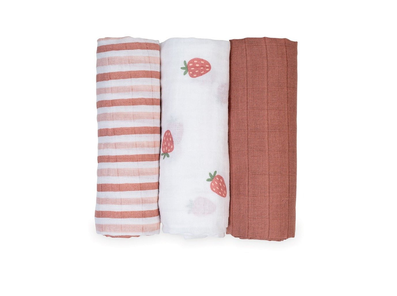 Lulujo Strawberries Receiving Blankets 3 Pack