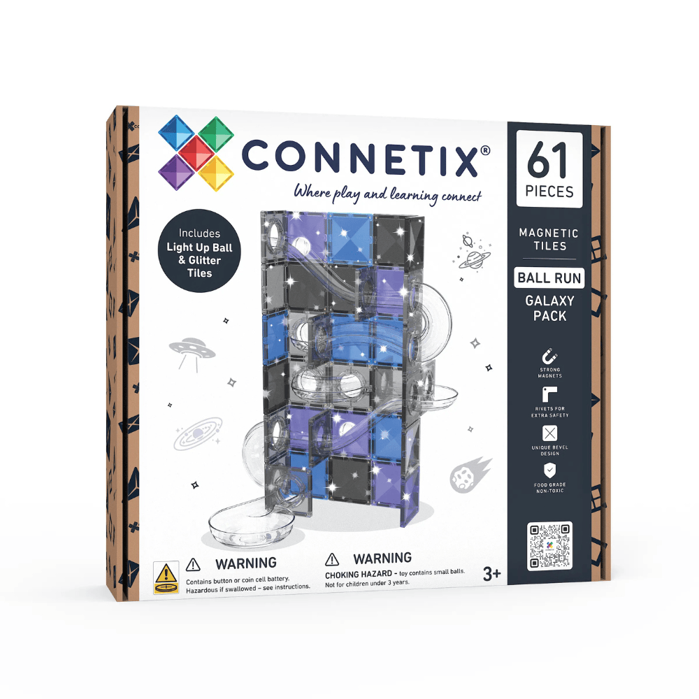 CONNETIX - Ball Run Galaxy Pack 61 pc - Magnetic Light-Up Ball Run Set