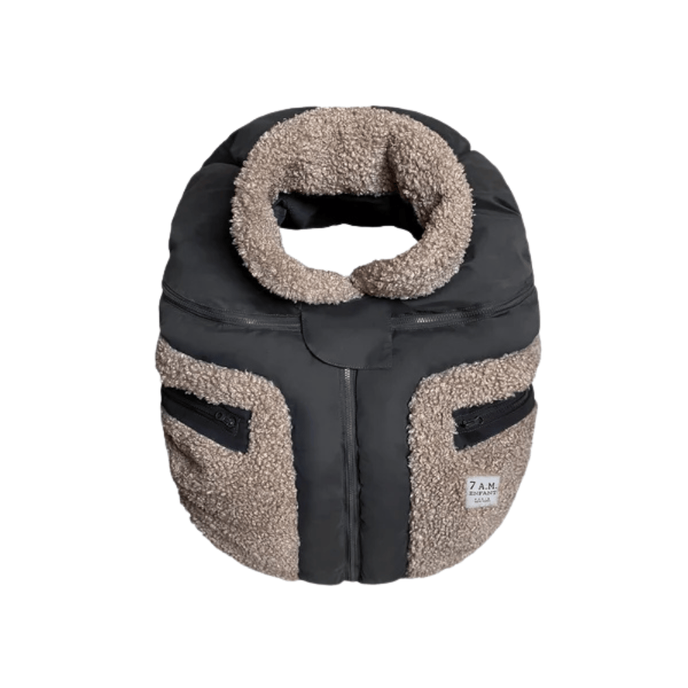 7AM - Car Seat Cocoon - Universal Winter Car Seat Cover - Teddy Appliqué