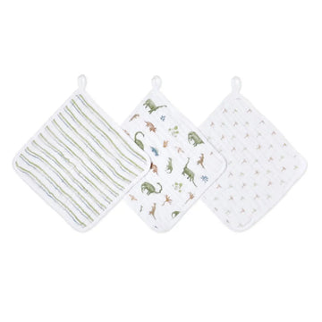 Aden + Anais - Essentials Cotton Muslin Washcloths - 3 Pack Dino Jungle All Bath & Potty