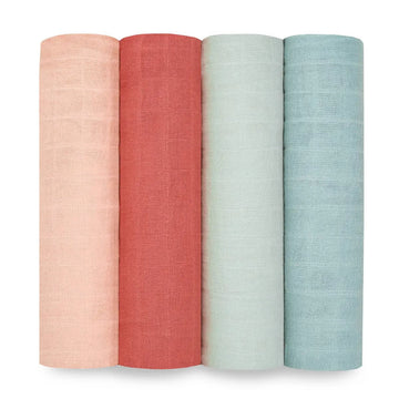 Aden + Anais - Premium Collection - Organic Cotton Muslin Swaddles -4pk Mother Earth Swaddles