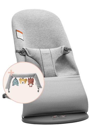 Baby Bjorn - Bouncer Bundle with Toy 3D Jersey/Light Grey - Soft Friends Baby Bouncers & Rockers