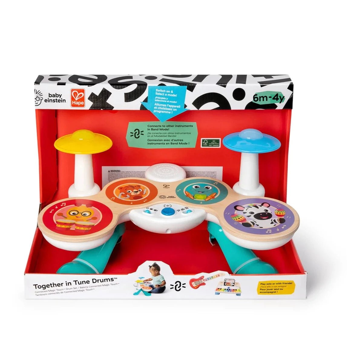 Baby Einstein By Hape Tablet Magico In Legno - Multilingue (Italiano, Inglese, Tedesco), 150+ Melodie, Giocattolo Educativo 6+ Mesi