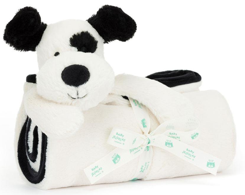 Baby Jellycat - Bashful Black & Cream Puppy Blankie