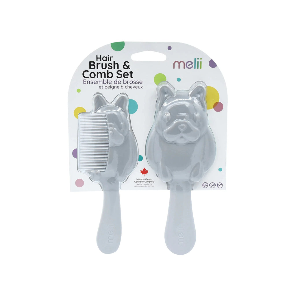 Melii - Brush + Comb - 2 Piece Hair Brush and Comb Set (Bulldog)