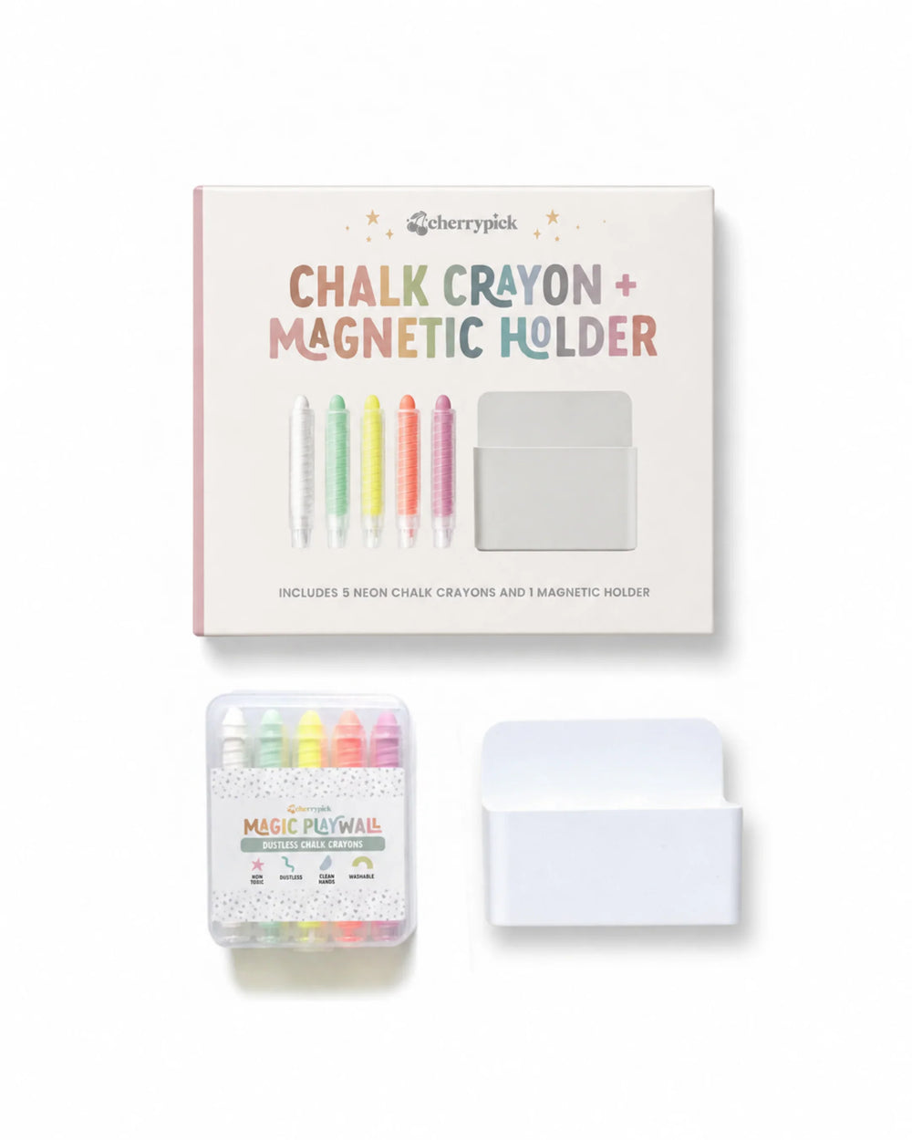 CherryPick - Dustless Chalk Crayons & Magnetic Holder Bundle