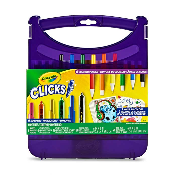 Clicks Art Set - Retractable Markers & Coloured Pencils