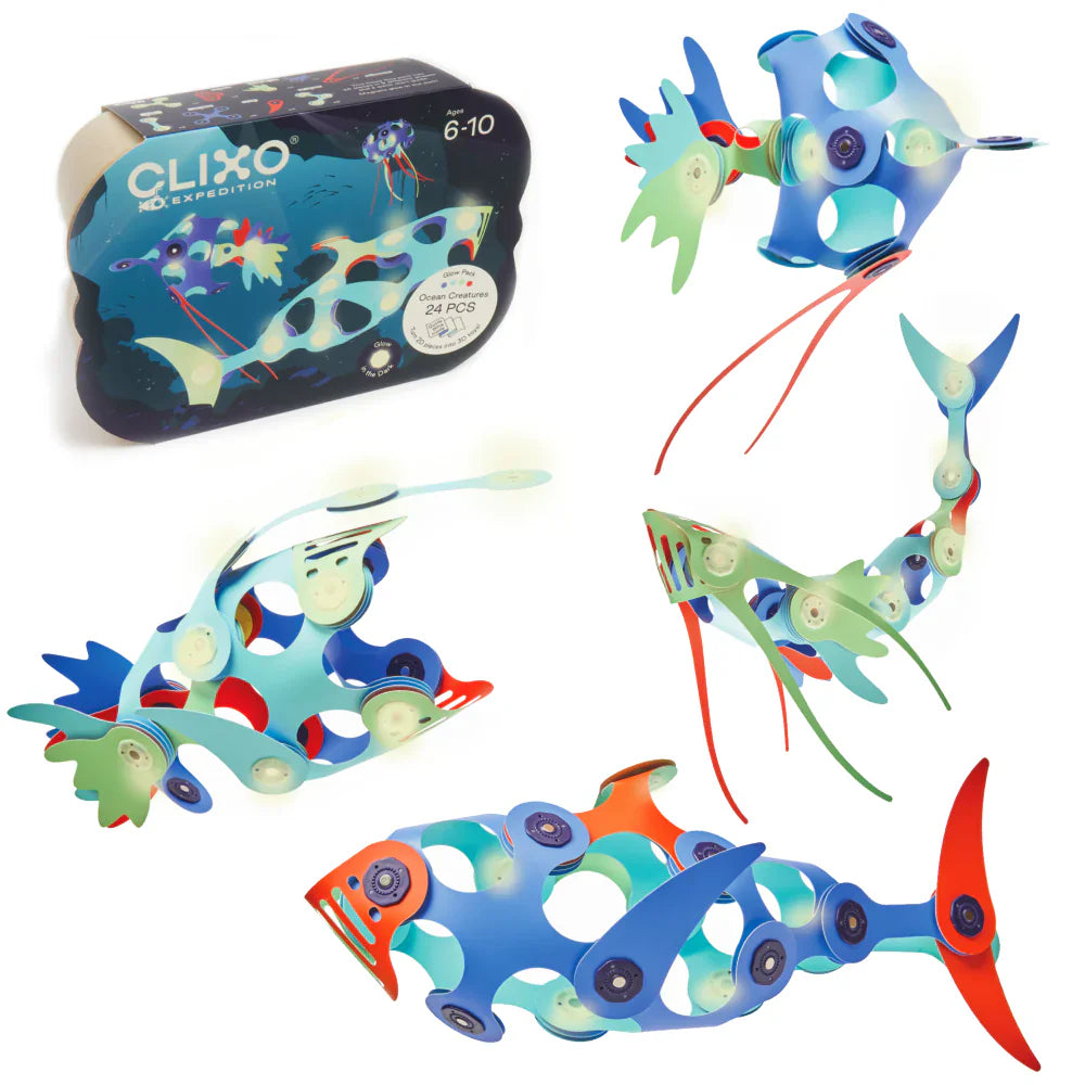 Clixo - Magnetic Building Toy - Ocean Creatures Pack