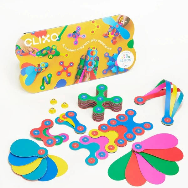 Clixo - Magnetic Building Toy - Rainbow Pack (42 pc)
