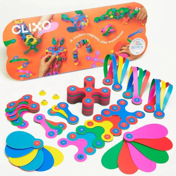 Clixo - Magnetic Building Toy - Super Rainbow Pack (60pc)