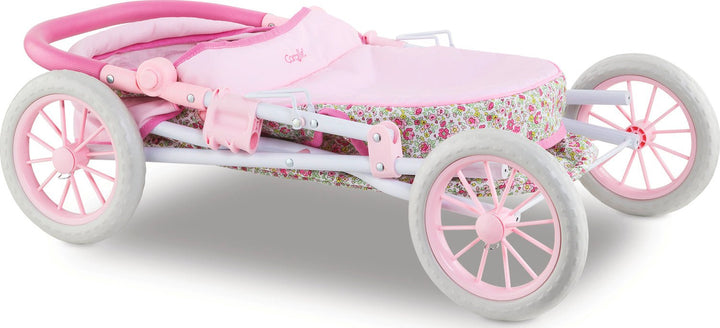 Corolle Deluxe Floral Doll Carriage Pram w Matching Tote