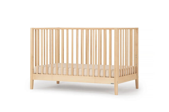 DaDa Baby Lala 3-in-1 Convertible Crib in natural wood finish, featuring a minimalist and modern design.