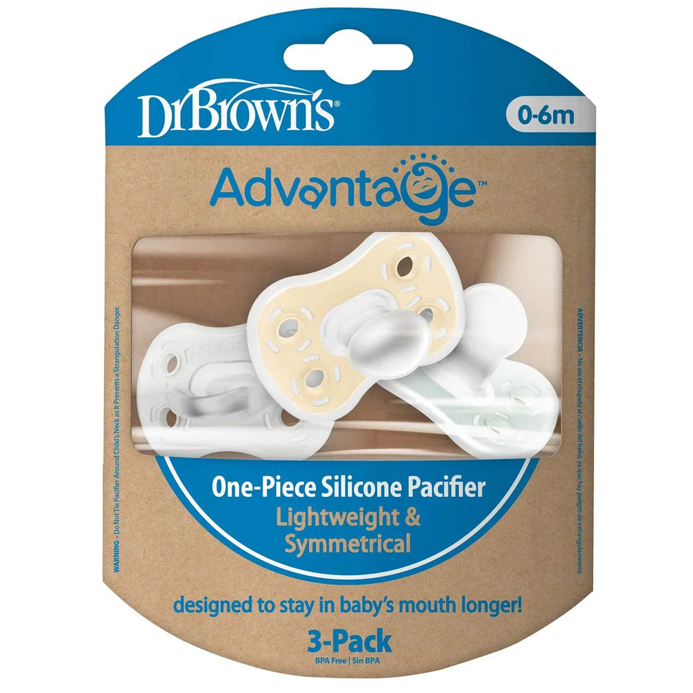 Dr. Brown's - Advantage One-Piece Silicone Pacifier (3 Pack, 0-6M)