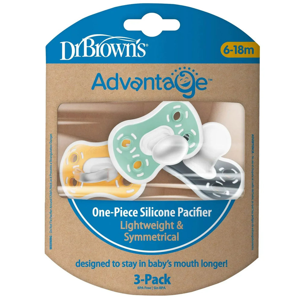 Dr. Brown's - Advantage One-Piece Silicone Pacifier (3 Pack, 6-18M)
