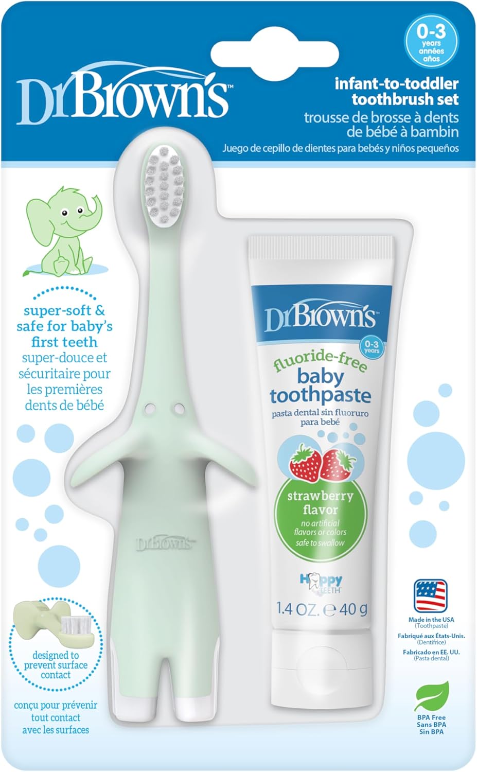 Dr. Brown's - Infant to Toddler Training Toothbrush Set 1.4oz - 0-3 years
