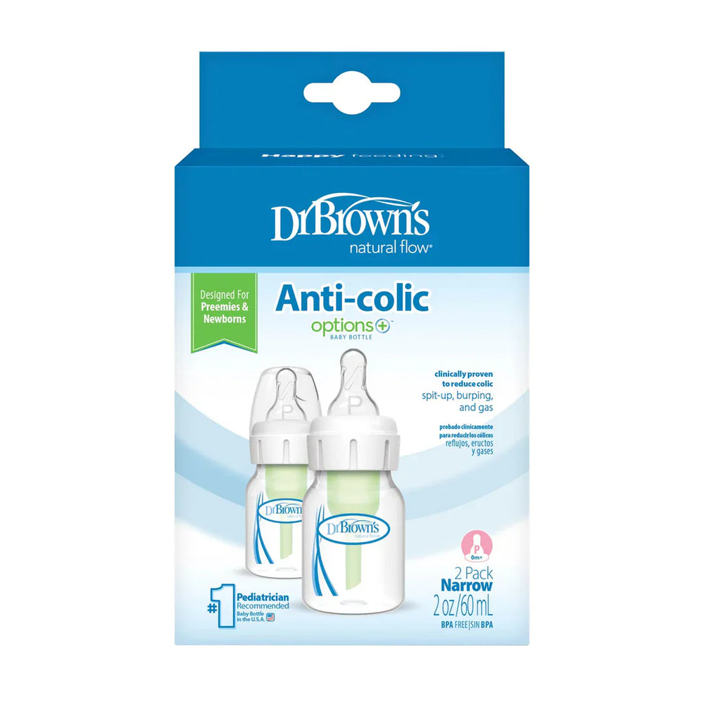 Dr. Brown's - Natural Flow Anti-Colic Narrow Baby Bottle, Preemie Flow Nipple (2oz)