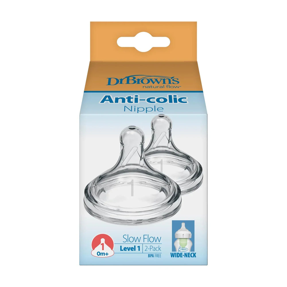 Dr. Brown's - Natural Flow Wide-Neck Baby Bottle Silicone Nipple, 2pk