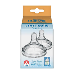 Dr. Brown's - Natural Flow Wide-Neck Baby Bottle Silicone Nipple, 2pk