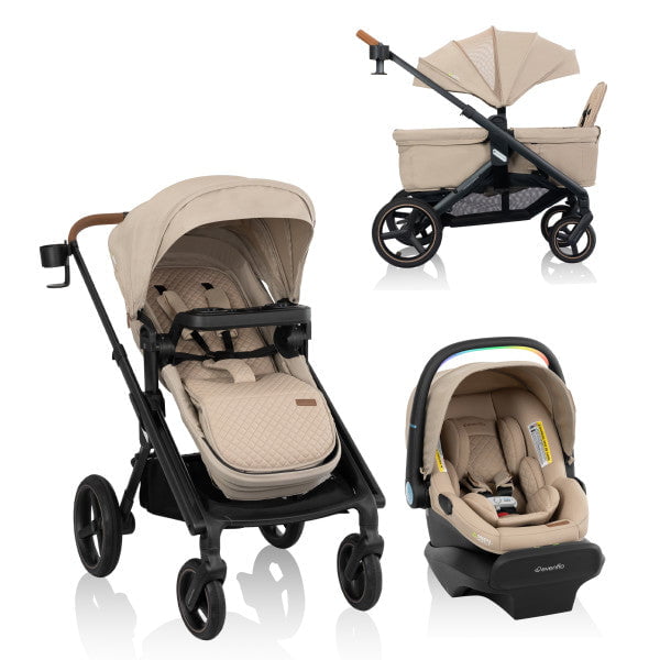 Evenflo - Transformer Stroller to Wagon Travel System + LiteMax NXT Infant Car Seat with SensorySoothe