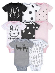 Gerber - Baby Girl Bunny Onesies Bodysuit - 8 Pack