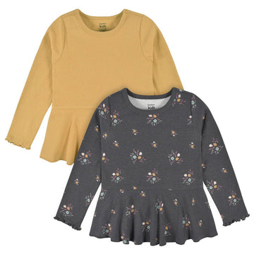 Gerber - Baby Girls Peplum Tops - 2 Pack Yellow Floral / 12m Baby & Toddler Clothing