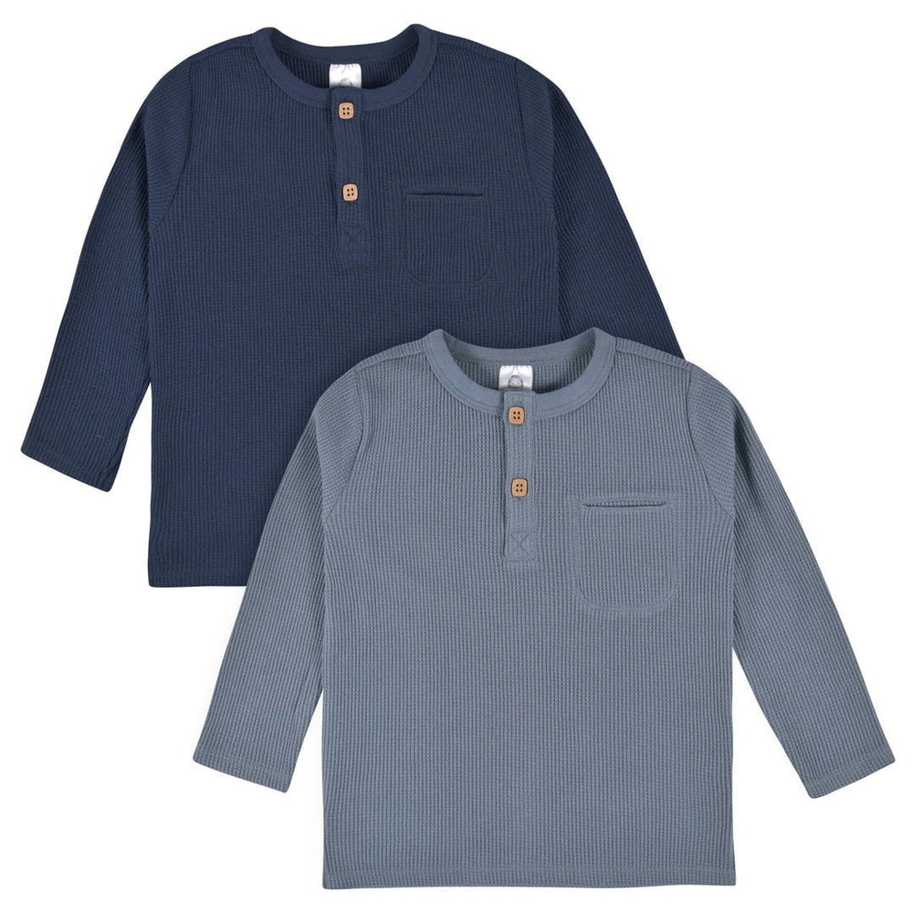 Gerber - Baby & Toddler Boys Waffle Knit Henleys - 2 Pack