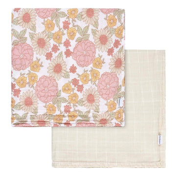 Gerber - Muslin Swaddle Blanket 2PK Retro Floral Blankets & Swaddles