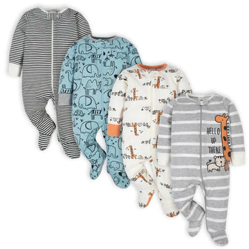 Gerber - Sleep 'N Play with Cuffs - 4PK 0-3M / Jungle Baby Clothing