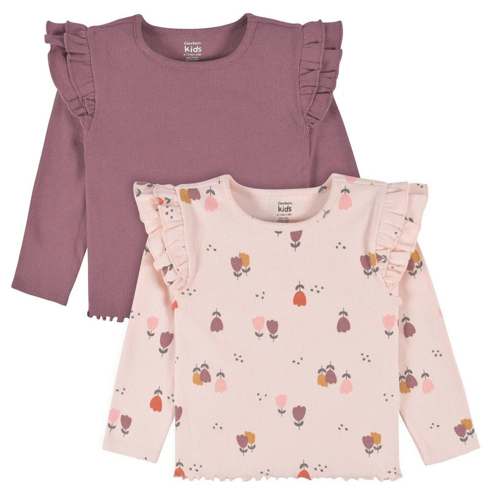 Gerber - Toddler Double Ruffle Tops - 2 Pack
