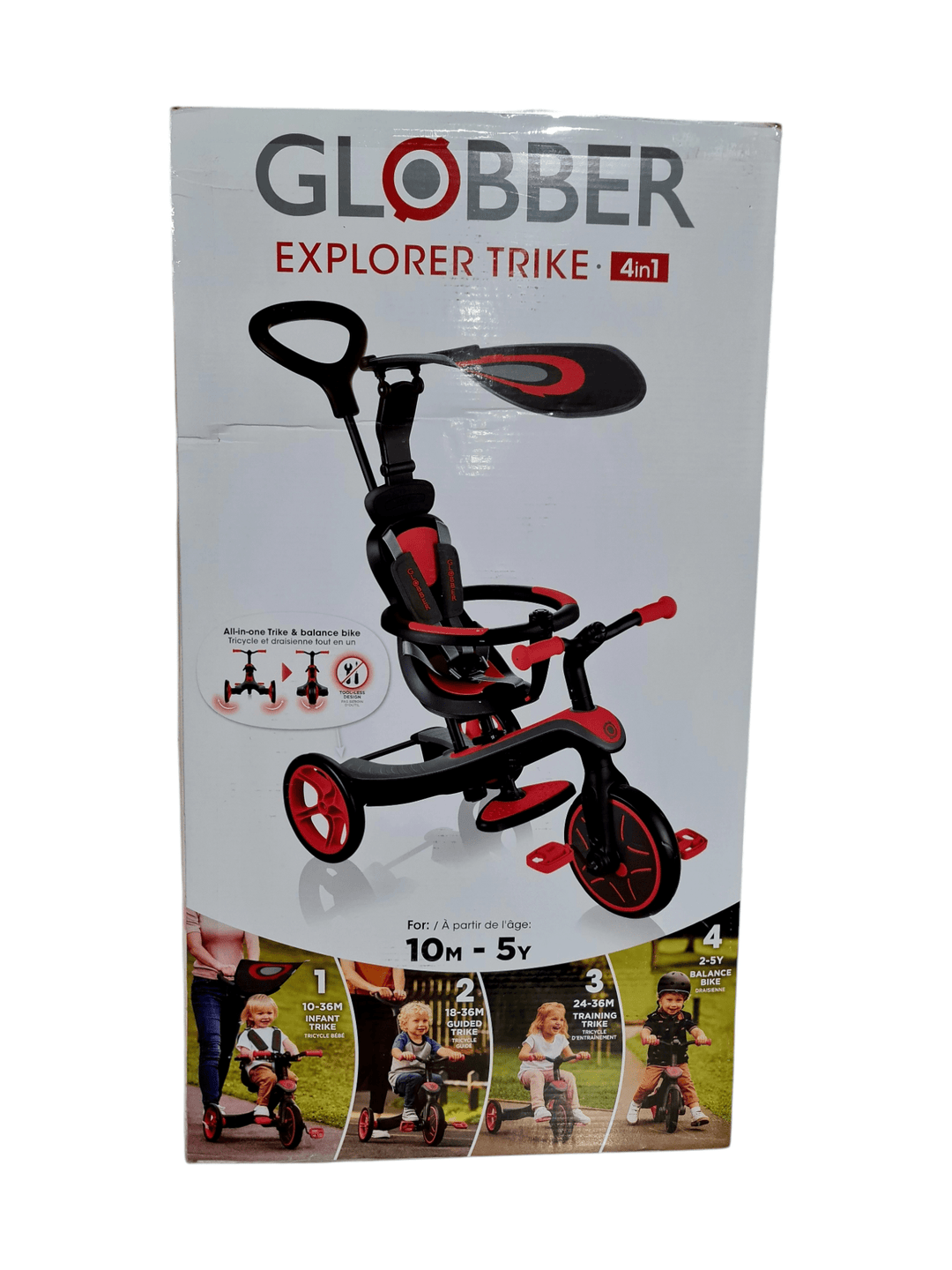 Tricycle évolutif Globber Explorer 4 En 1 - 10 Mois à 5 Ans - Transformation Sans Outils