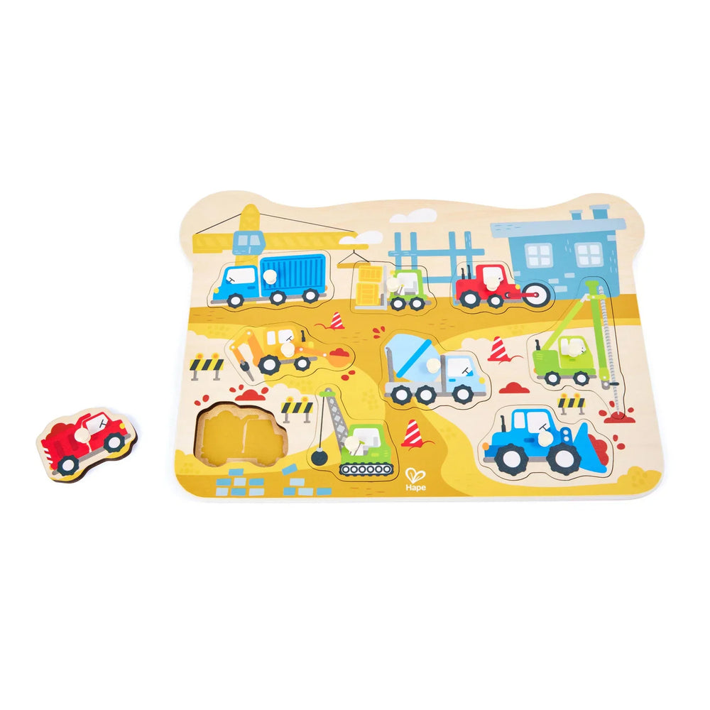 Hape - Construction Vehicles Peg Puzzle