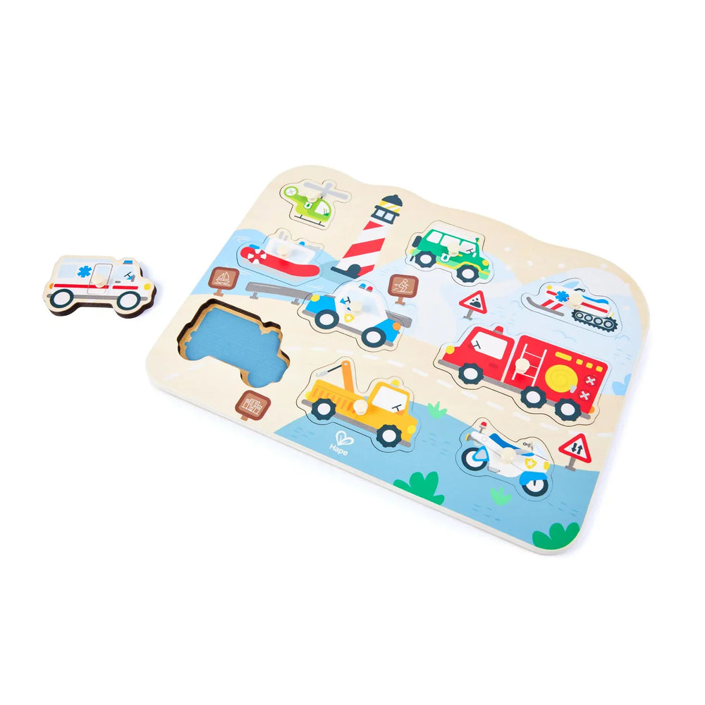 Hape - Emergency Vehicles Peg Puzzle