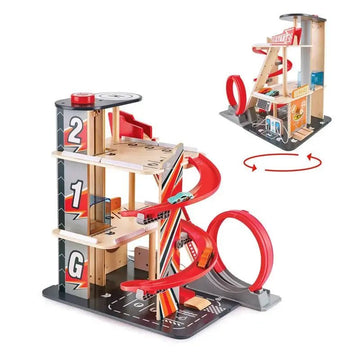 Hape - Gearhead Stunt Garage with High Rise Car Parking Lot All Toys