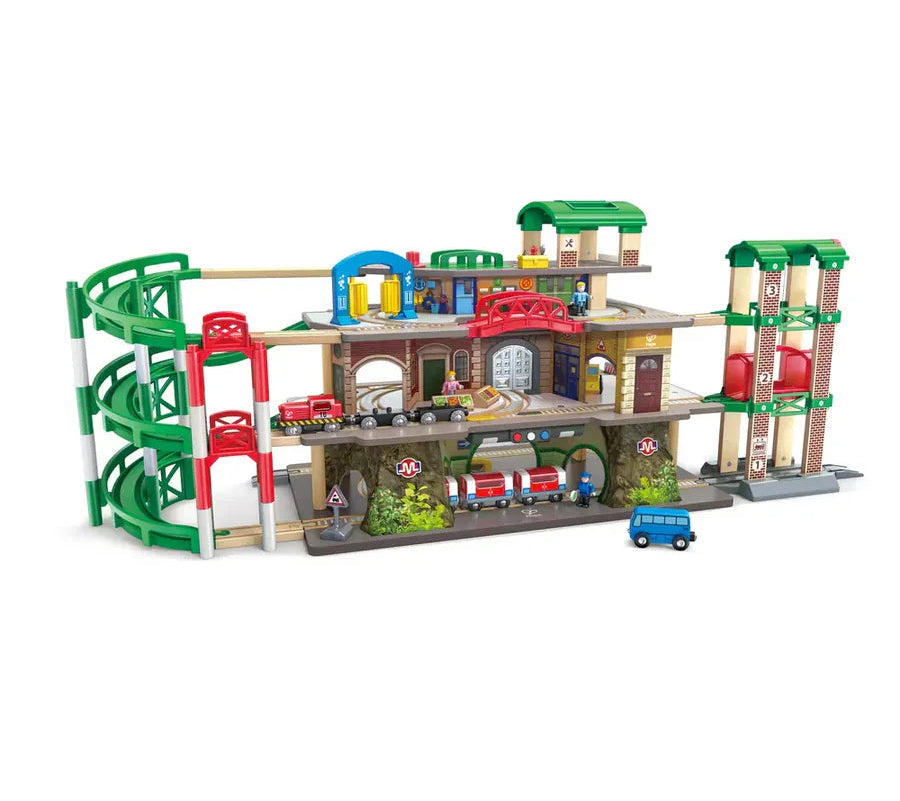 Hape - Multi-Level Railway City Toy Set
