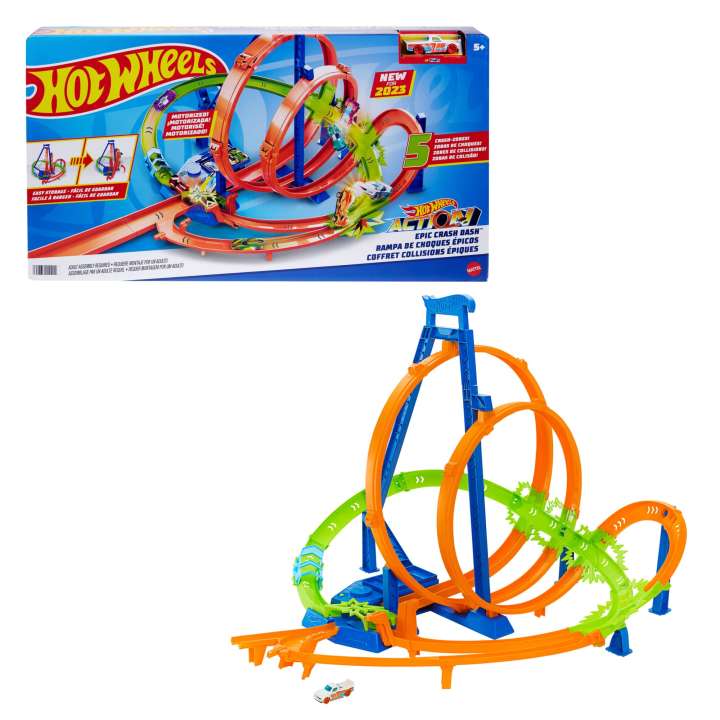 Hot Wheels - Epic Crash Dash - Motorized Booster Track Set