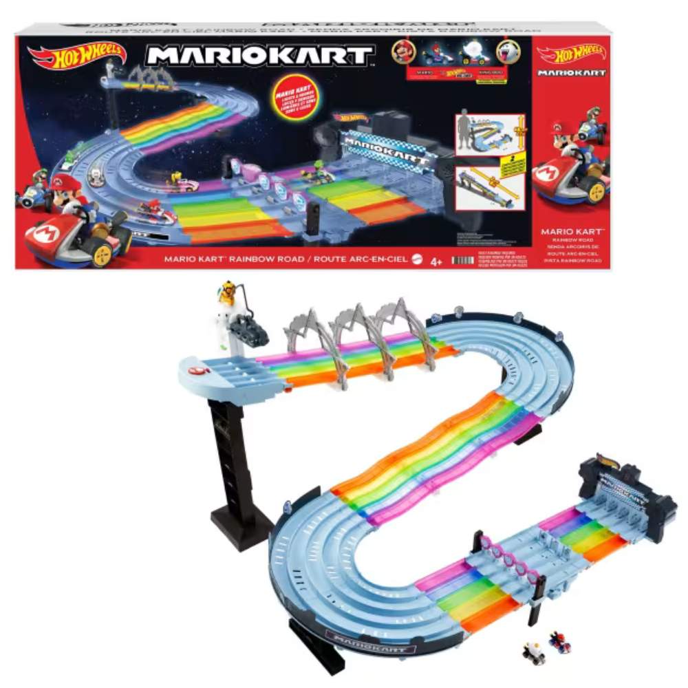 Hot Wheels - Mario Kart Rainbow Road Raceway - 5-Lane Racing Track Set