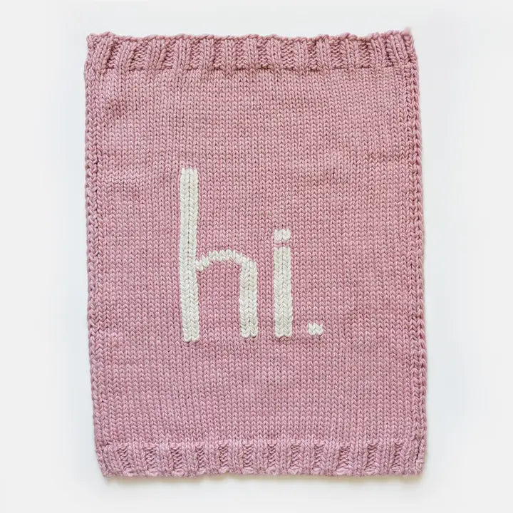 Huggalugs - Hand Knit Baby Blanket - Hi.