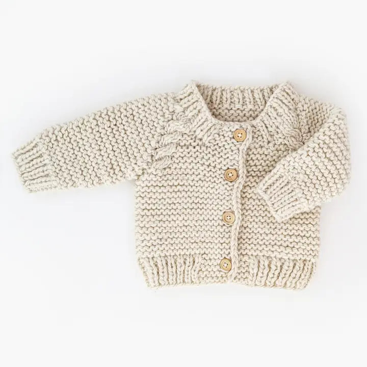 Huggalugs - Natural Garter Stitch Baby Cardigan Sweater