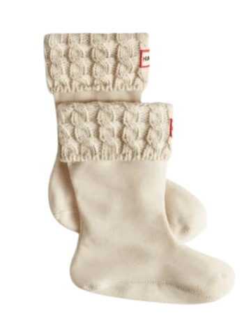Hunter - Kids Recycled 6 Stitch Cable Boot Sock XS / Hunter White Shoes & Accessories