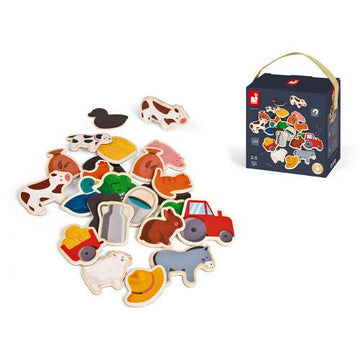 Janod - Farm Magnets 24 pieces (wood) Toddler Toys