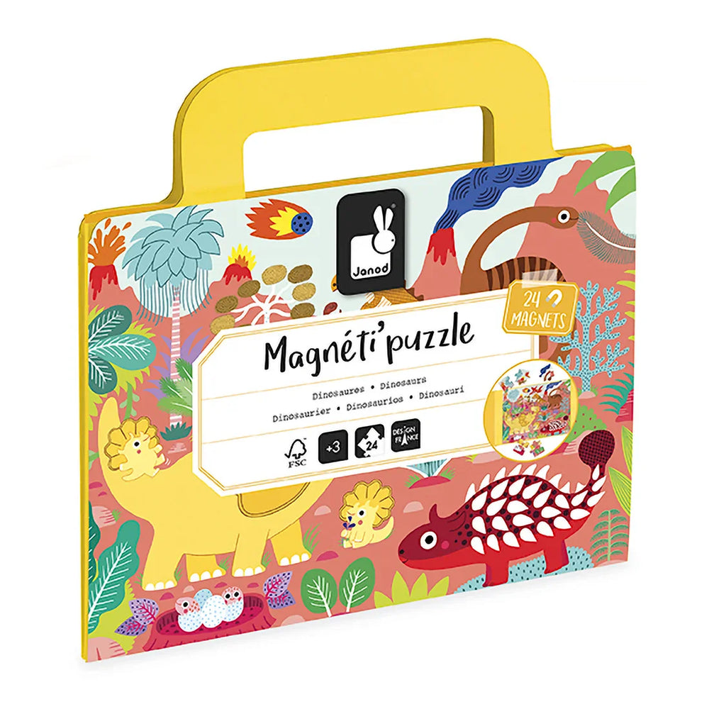 Janod - Magnéti’Puzzle Dino - 24-Piece Magnetic Travel Puzzle