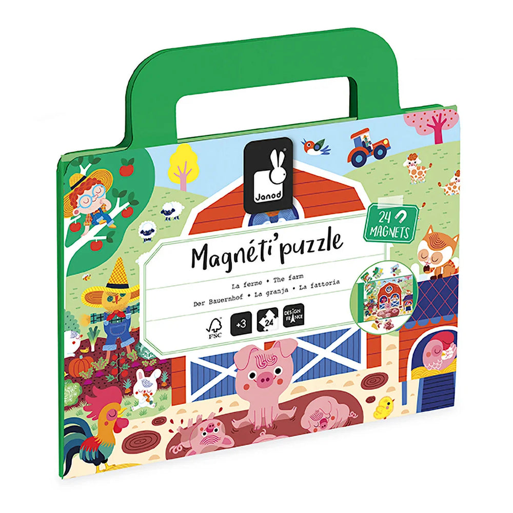Janod - Magnéti’Puzzle Farm - 24-Piece Magnetic Travel Puzzle