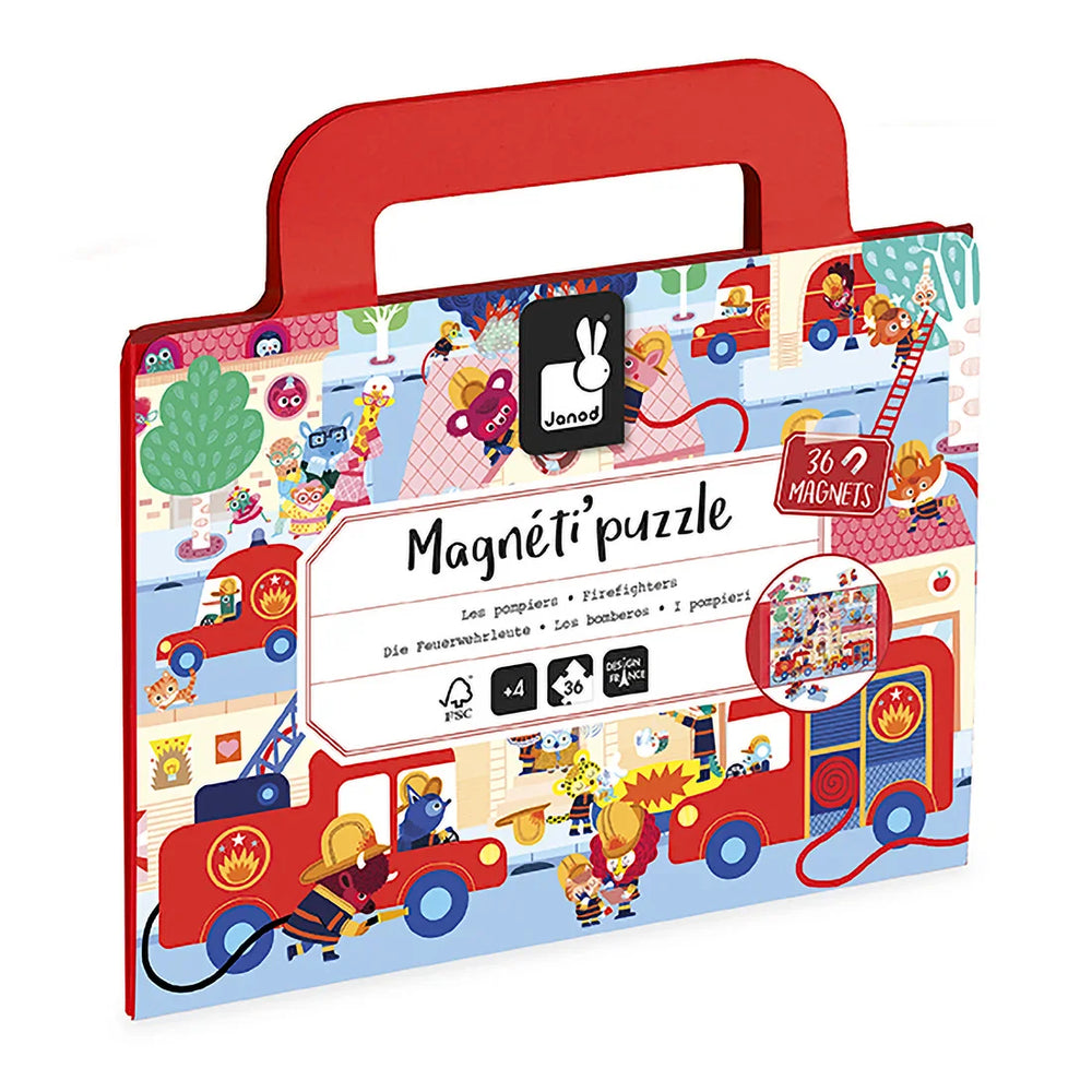 Janod - Magneti'Puzzle Firefighters - 36-Piece Magnetic Travel Puzzle