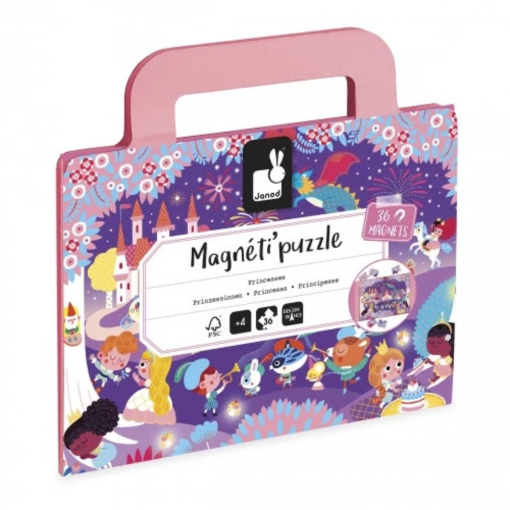 Janod - Magneti'Puzzle Princesses - 36-Piece Magnetic Travel Puzzle