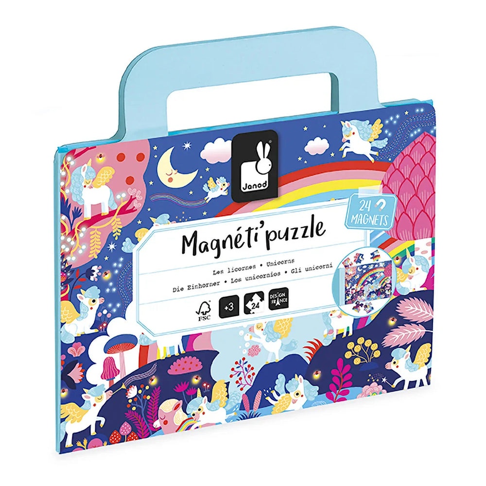 Janod - Magnéti’Puzzle Unicorns - 24-Piece Magnetic Travel Puzzle